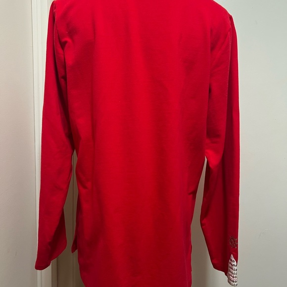 Quacker Factory Tunic Top  Red Anchors Sequins size M Long Sleeve. - Picture 4 of 8